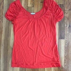 Calvin Klein Women's Vibrant Red Gathered Sleeve Blouse